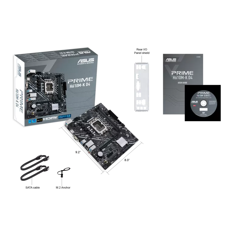 ASUS PRIME H610M-K D4 (13th and 12th Gen) LGA1700 micro-ATX Motherboard