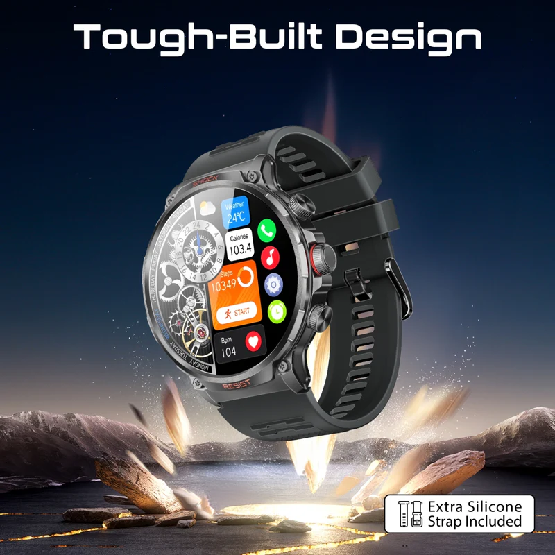 Promate Tough-Built Fitness Tracker Smart watch with BT Calling - Midnight Green