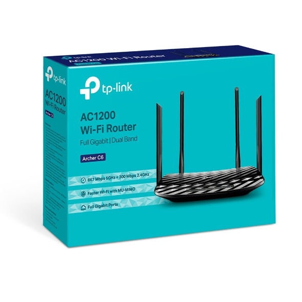 TP-Link Archer C6 AC1200 Dual-Band MU-MIMO Gigabit Wi-Fi Router (2.4GHz & 5GHz)