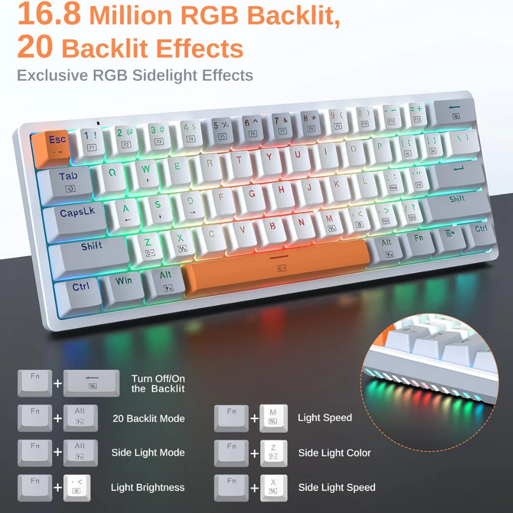 Redragon K642 WHITE GO AKALI 60% RGB Mechanical Keyboard