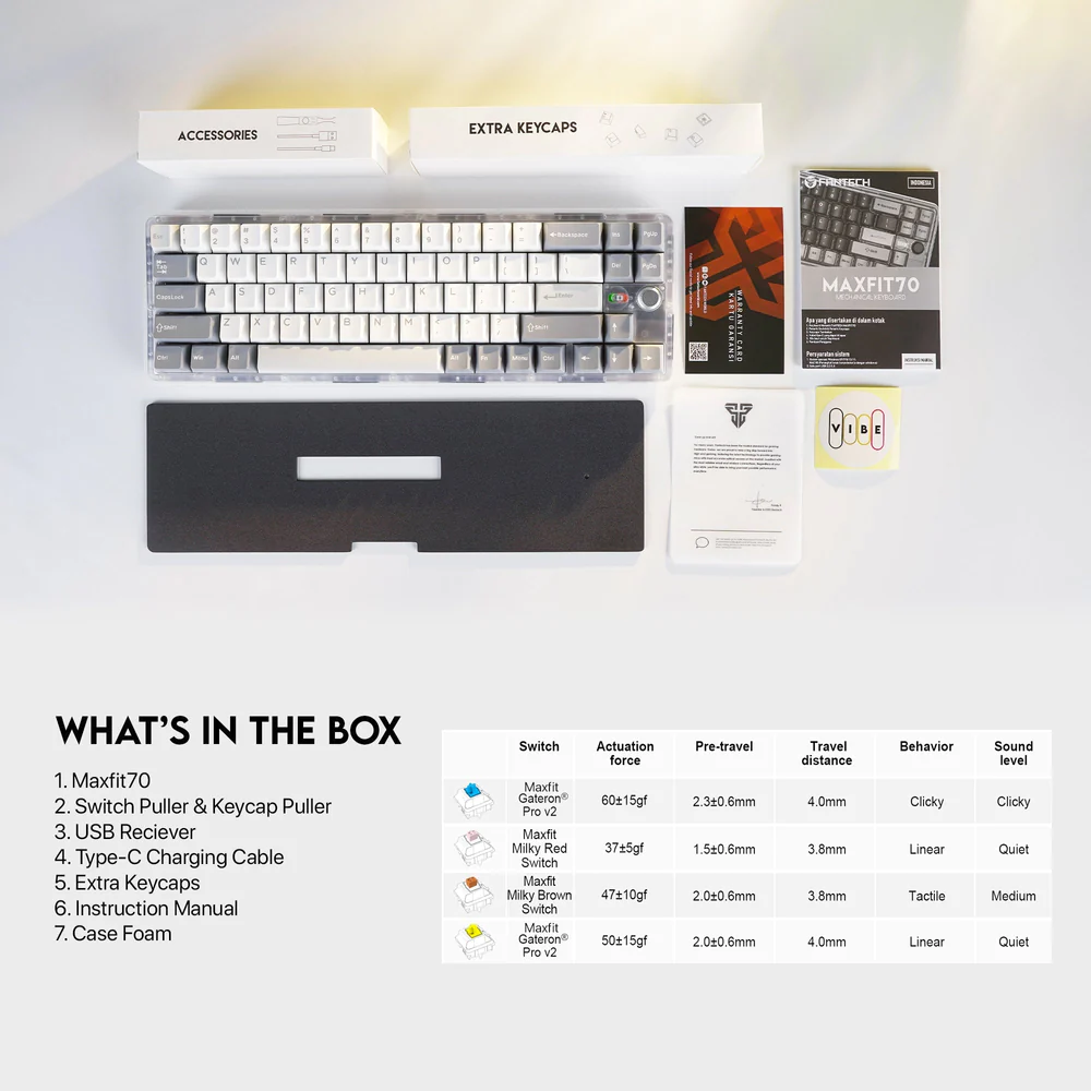 Keyboard Computer Greyscale Fantech Maxfit70 GREYSCALE Vibe Edition Mechanical Gaming Keyboard ...