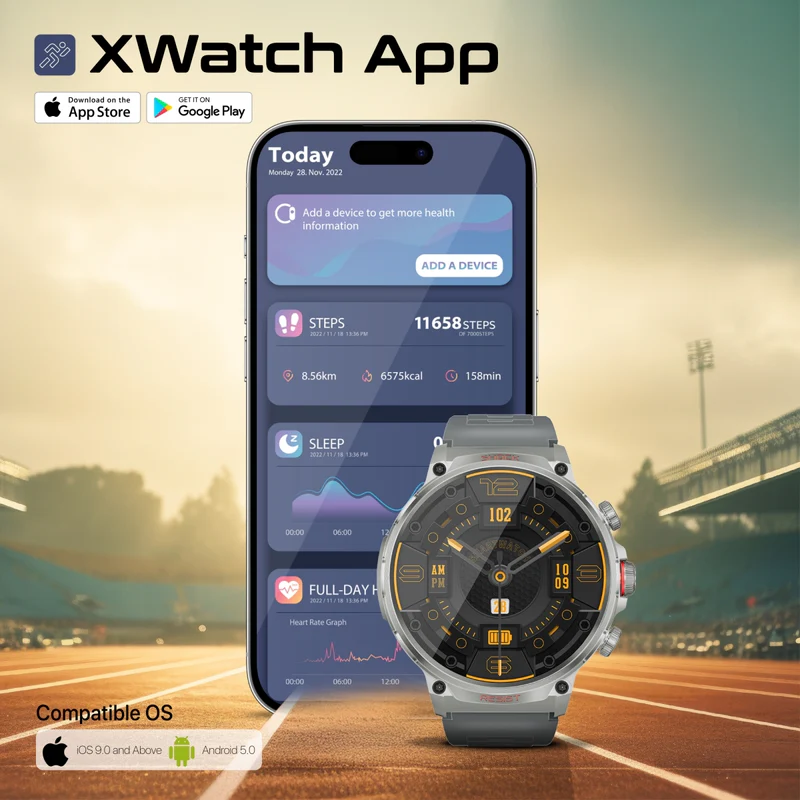 Promate Tough-Built Fitness Tracker Smart watch with BT Calling - Silver