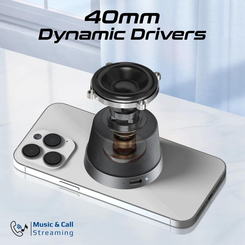 Promate Punch High-Fidelity Mini Bluetooth Speaker with MagSafe Compatible Base - Black