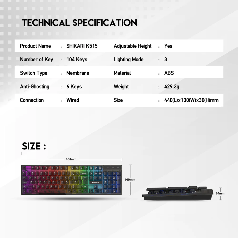 Fantech Shikari K515 RGB Membrane Gaming Keyboard