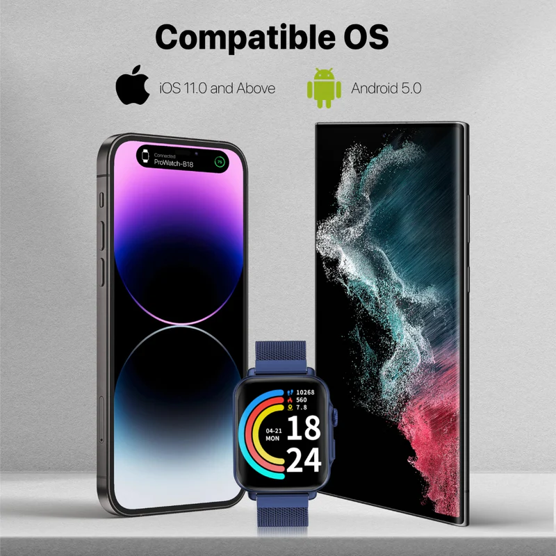 Promate PROWATCH-B18 SuperFit Smart watch With Handsfree Support - Blue