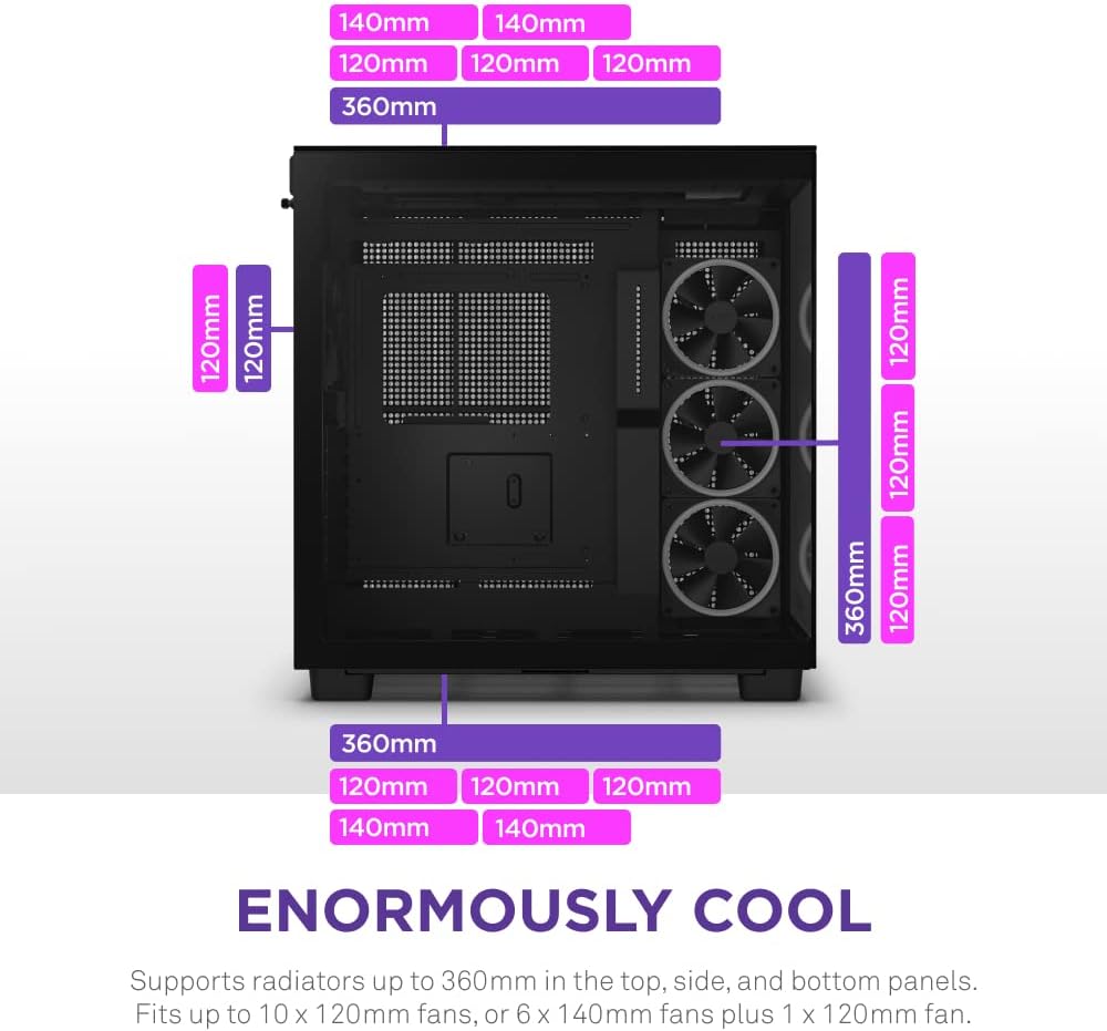 NZXT H9 Elite Premium Dual-Chamber Mid-Tower Tempered Glass Gaming Case