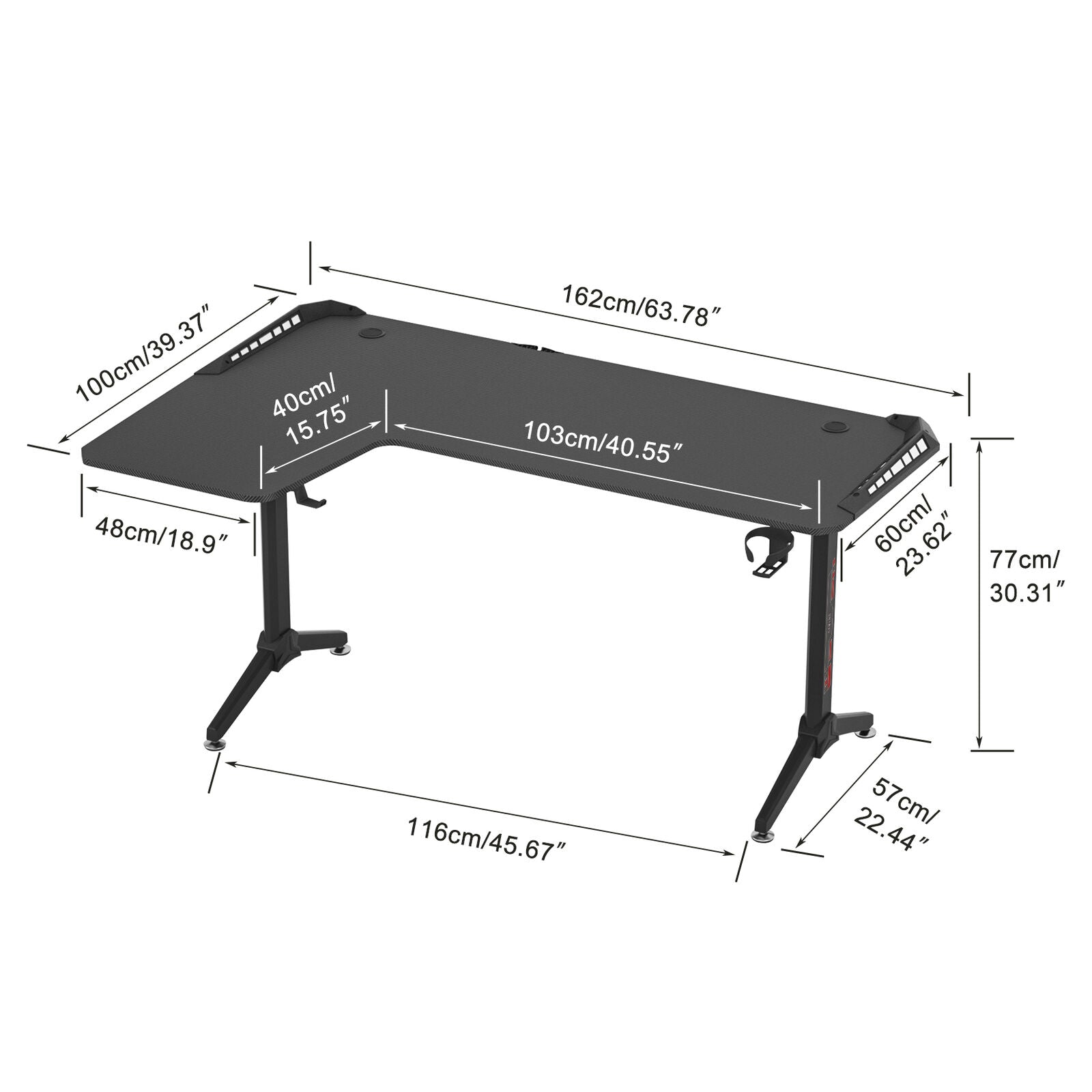 Gaming Desk L Shaped Right Corner Table Home Office