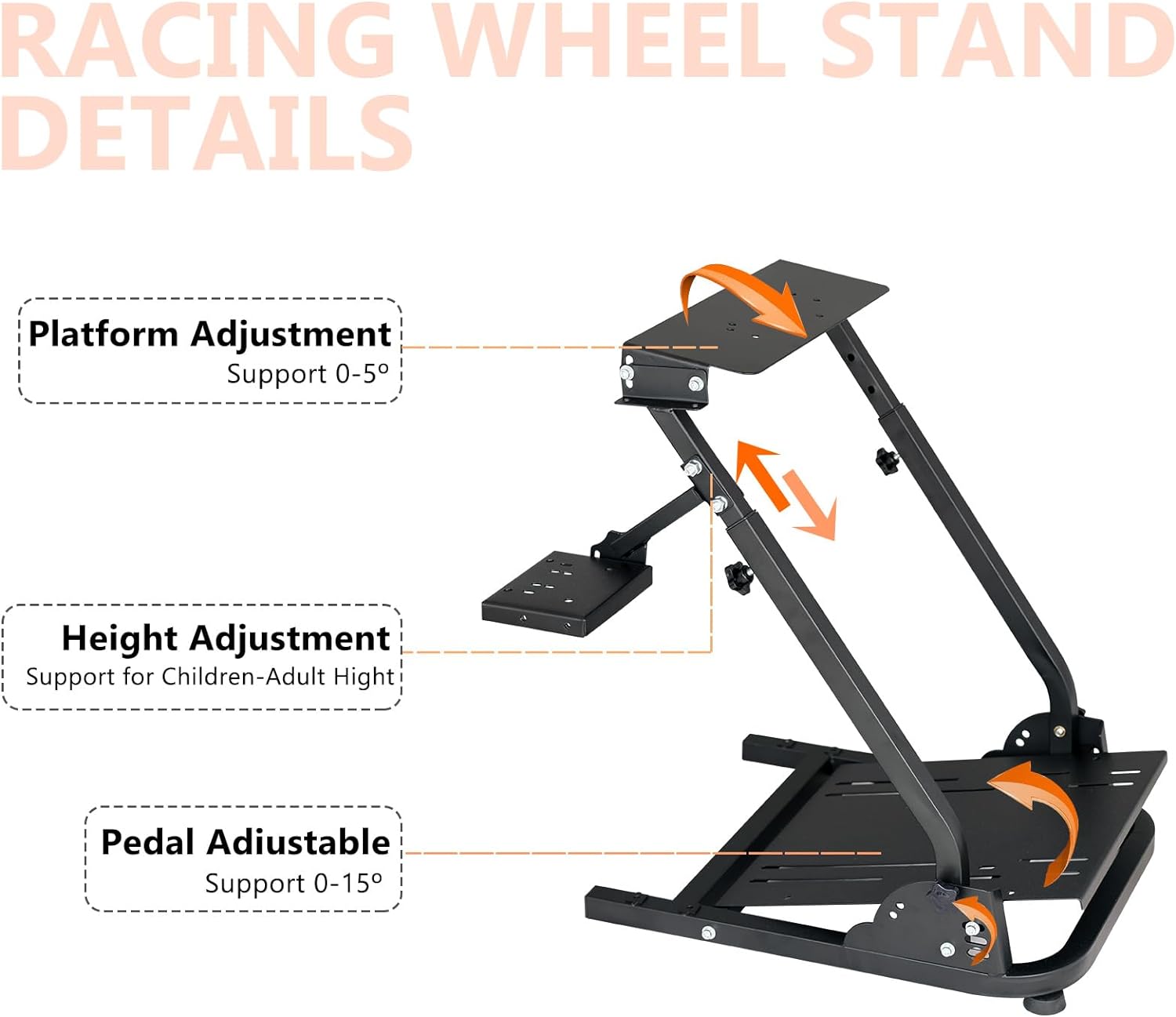 Racing Wheel Stand, Height Adjustable & Foldable Steering Wheal Stand