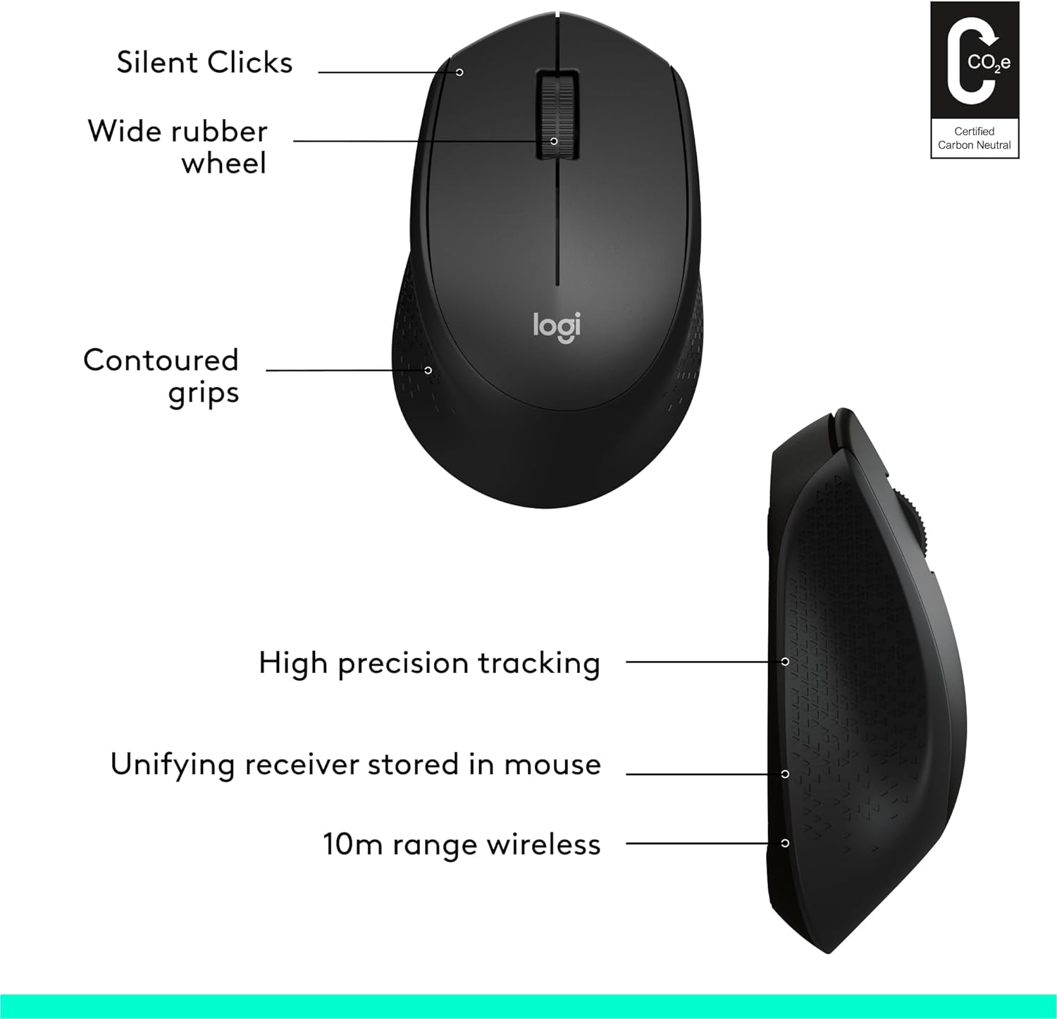 Logitech M330 SILENT PLUS Wireless BLACK Mouse