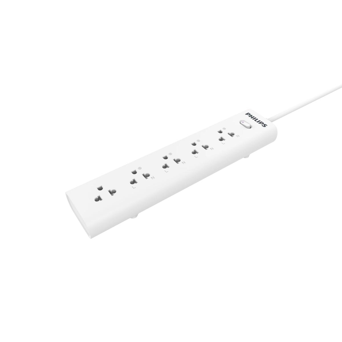 Philips Power Strip 5AC Outlet 3m Power Cord - White