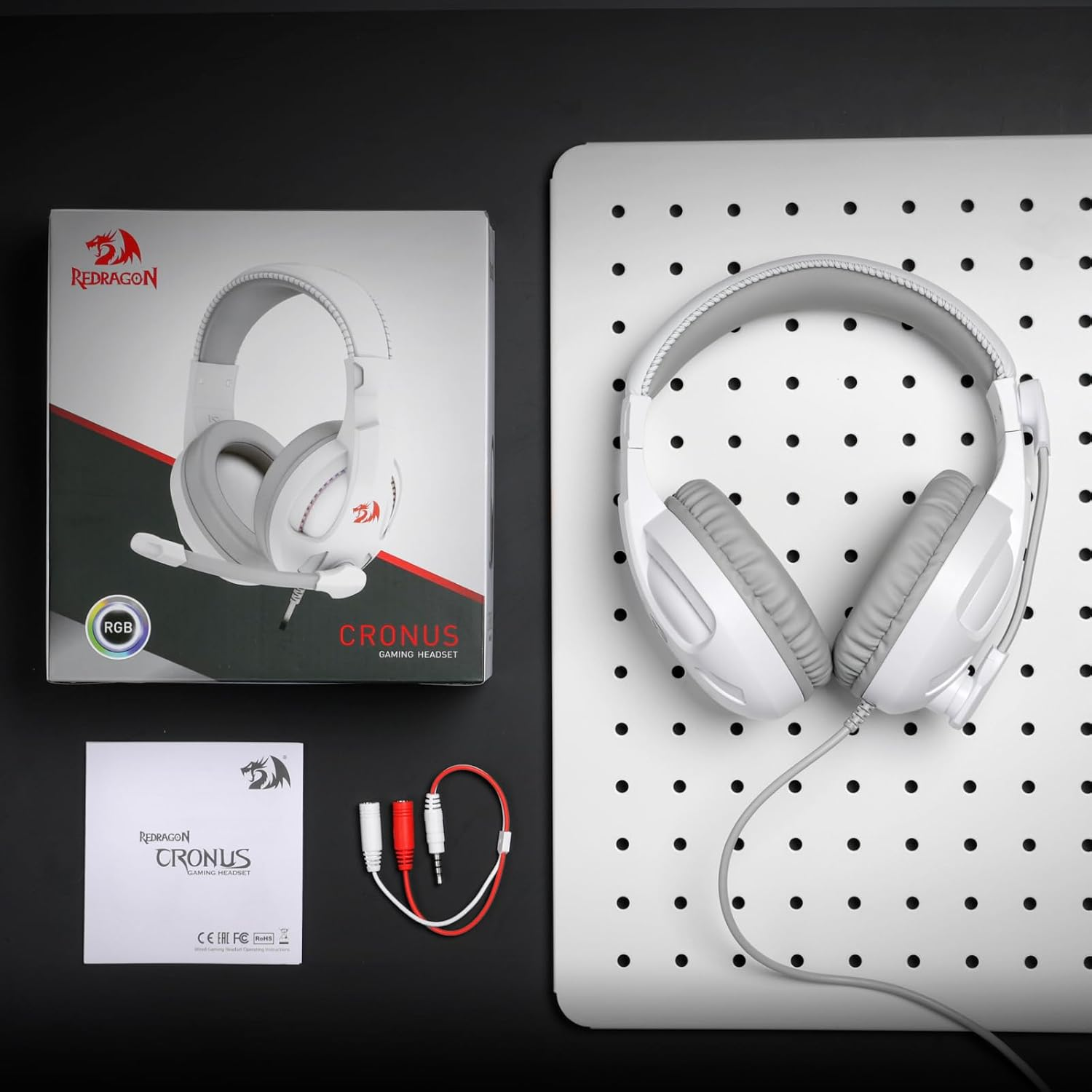 Redragon H211W-RGB CRONUS Wired Gaming Headset - White