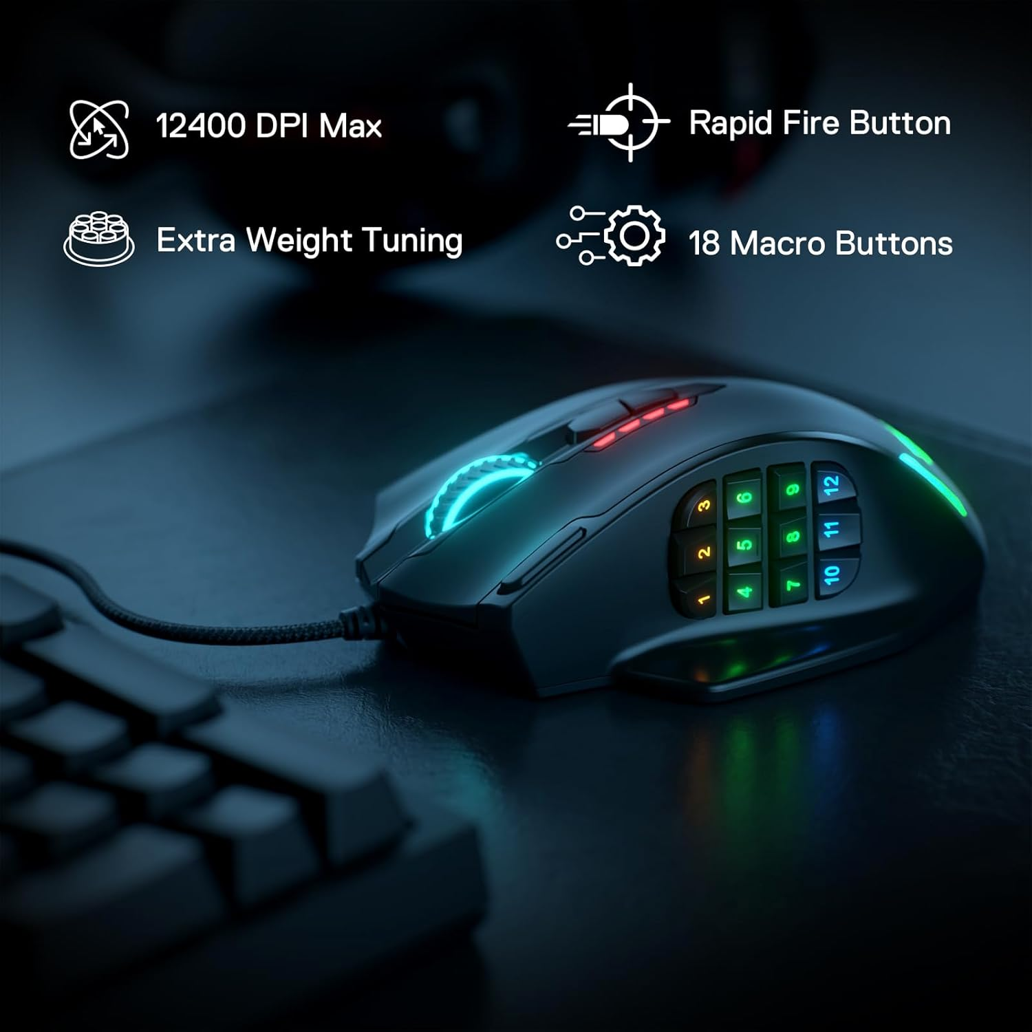 Redragon M908 IMPACT Wired Gaming Mouse - Black