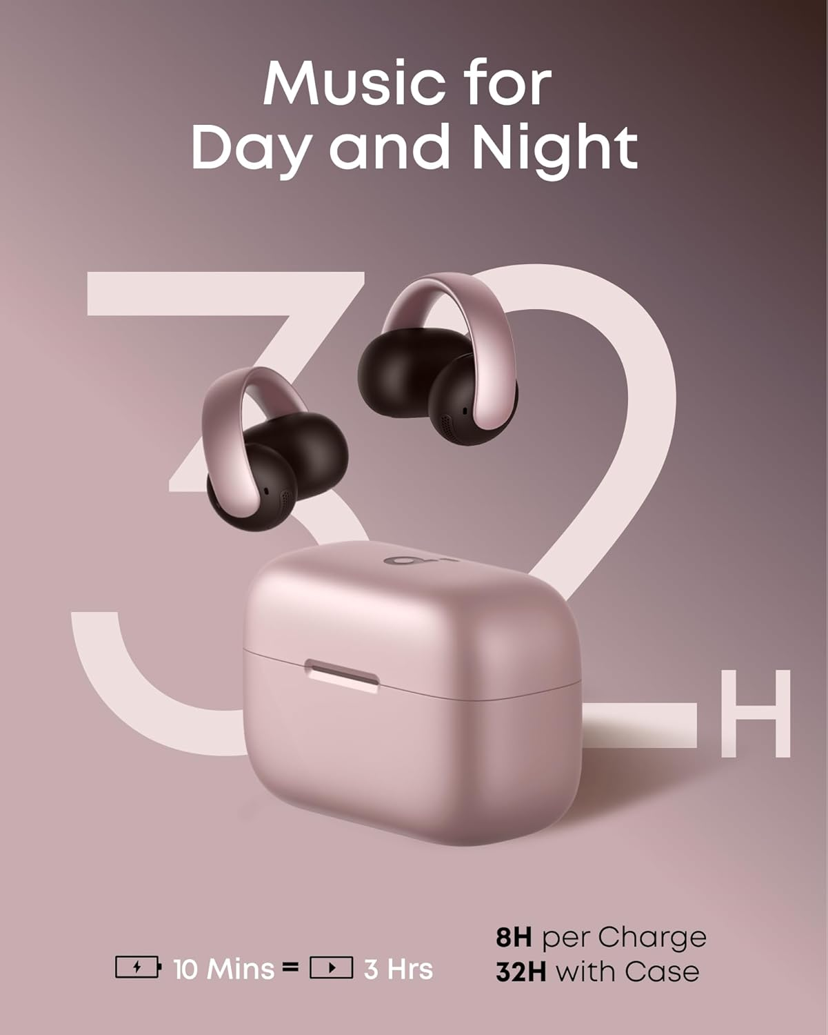 Soundcore AeroClip Open-Ear Clip-On Wireless Earbuds — Pink