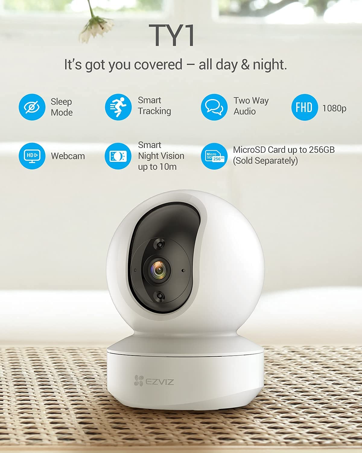 EZVIZ TY1 Pro Smart Wi-Fi Pan & Tilt Camera FHD