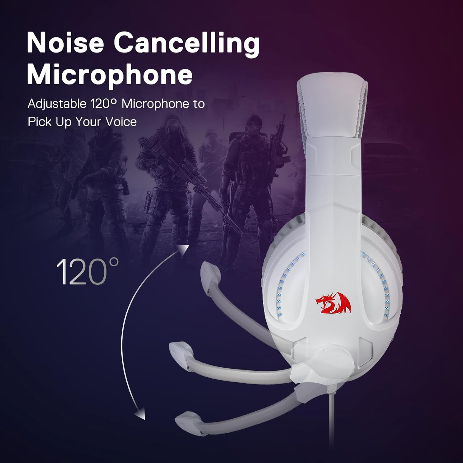 Redragon H211W-RGB CRONUS Wired Gaming Headset - White