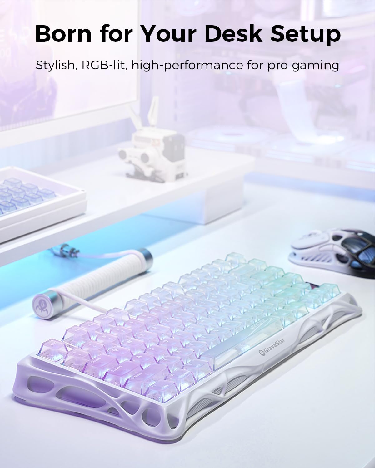 GRAVASTAR K1 LITE 75% WIRELESS MECHANICHAL GAMING KEYBOARD - AURORA