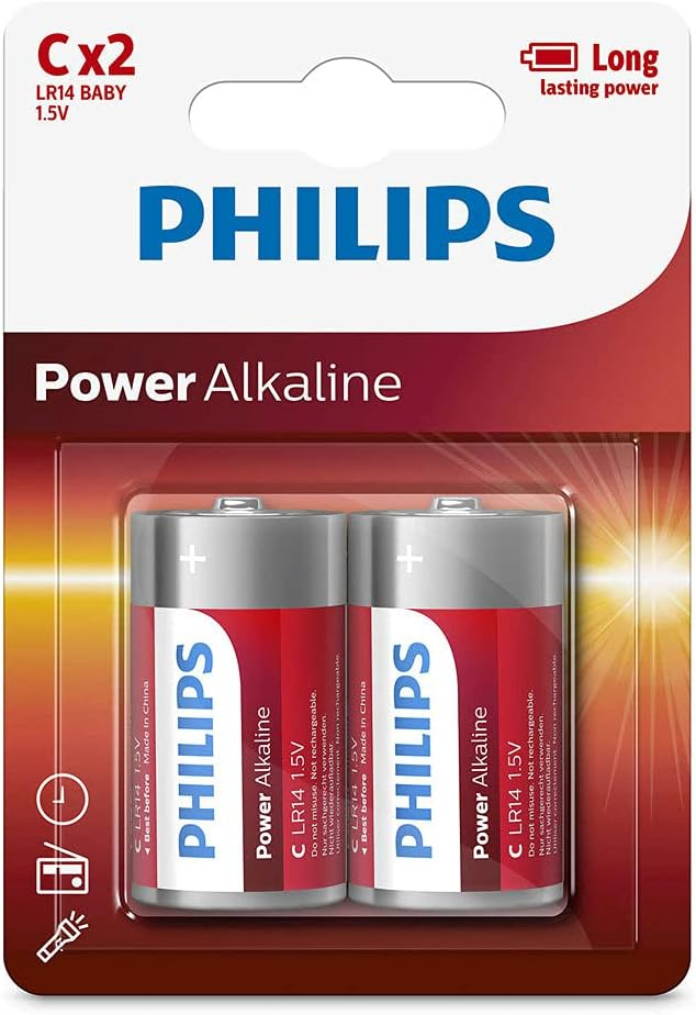 PHILIPS C SIZE 1.5V POWER ALKALINE BATTERIES (LR14P2B/97)