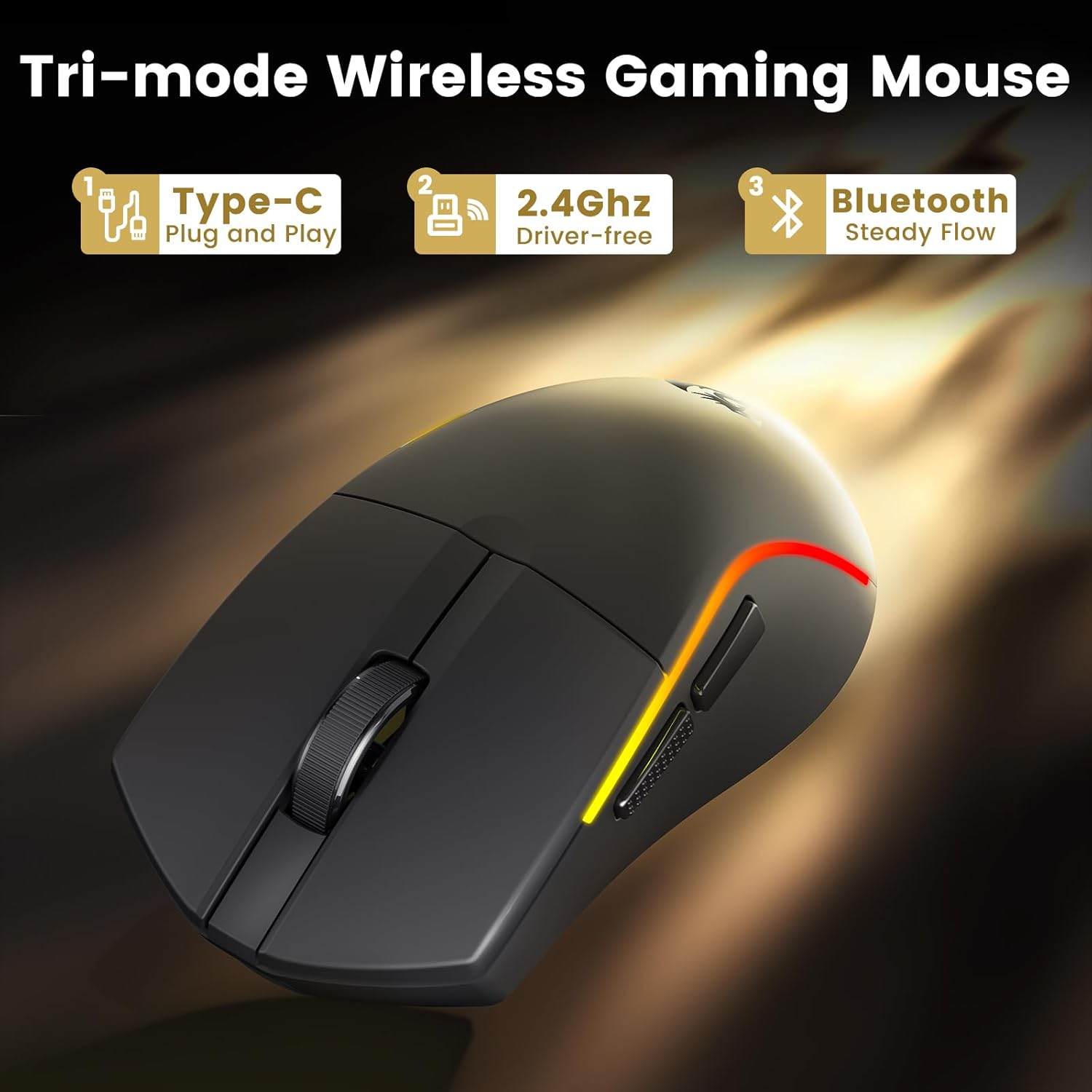 Redragon MCM816-PRO Tri-Mode Wireless Gaming Mouse - Black