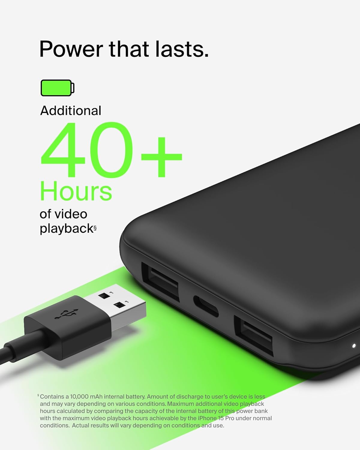 Belkin Portable Charger, USB-C Power Bank 10000mAh - Black