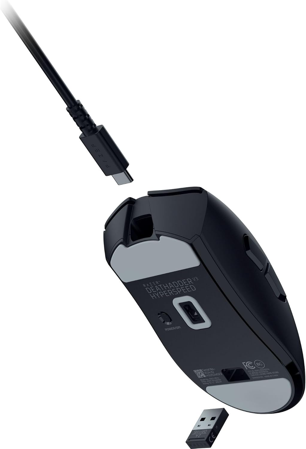 Razer DeathAdder V3 HyperSpeed Wireless 55g Lightweight Advanced 26K Optical Sensor Gen-3 Optical Switches USB C Charging Up to 100 Hr Battery - Black