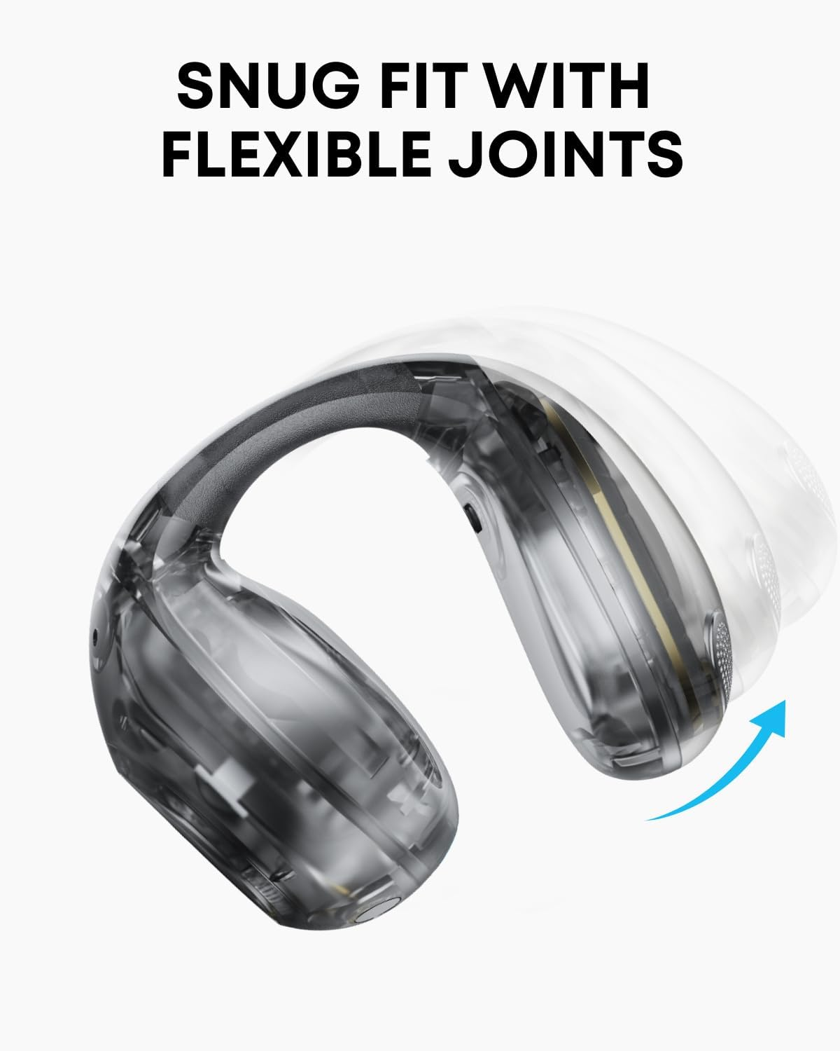 Soundcore C40i by Anker, Open-Ear Earbuds, Clip-On Headphones, Flexible Joint Design, Button Controls, Lightweight Comfort