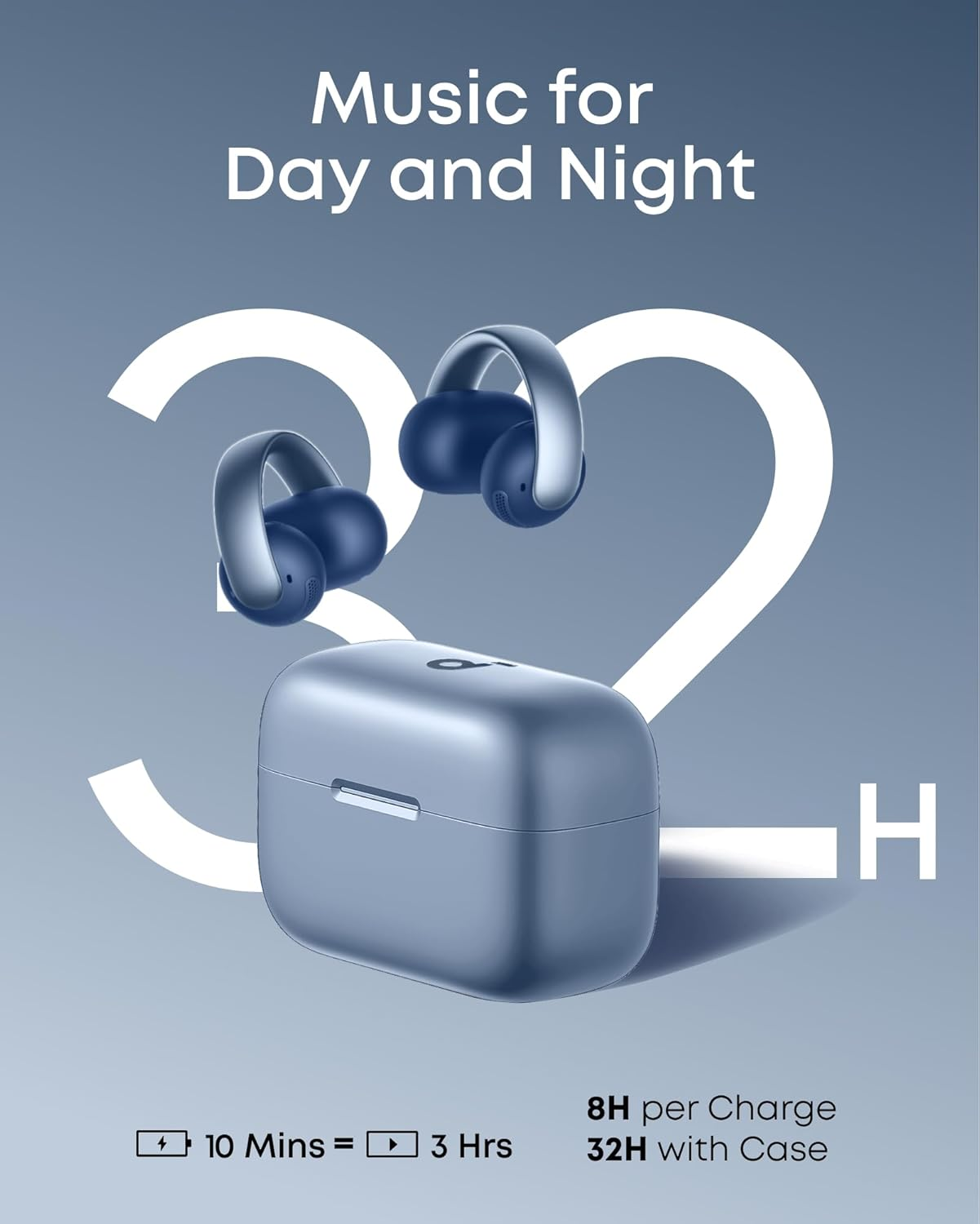 Soundcore AeroClip Open-Ear Clip-On Wireless Earbuds — Blue