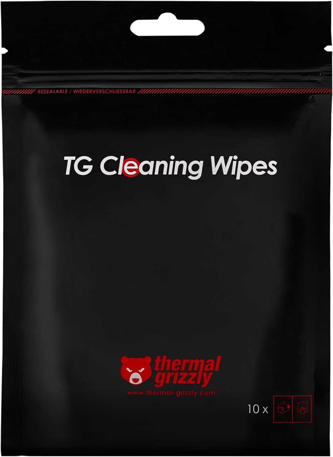 Thermal Grizzly Cleaning Wipes 10 Packs, Cleaning Cloths For Surfaces w/ Thermal Conductive Materials