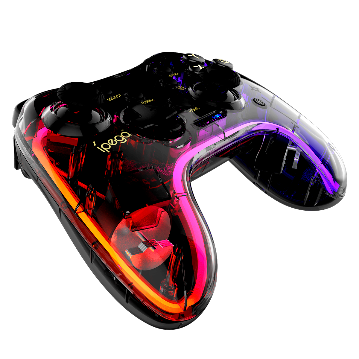 iPega Bluetooth Game Controller RGB Colorful Transparency Gamepad for IOS/Android/PC/NS Host/P4/P3 - Black Diamond