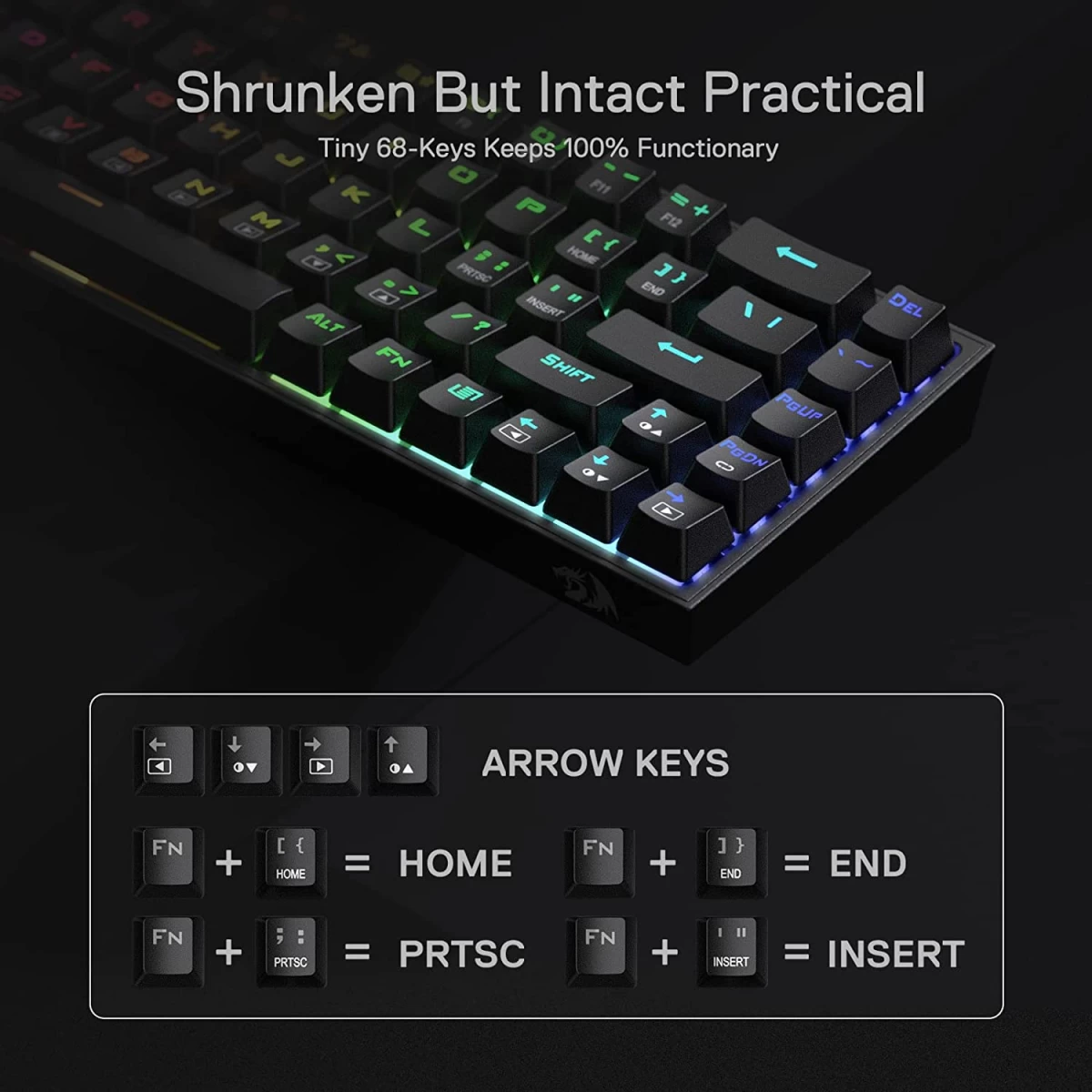 Redragon CASTOR K631 Grey 65% Wired RGB Gaming Keyboard