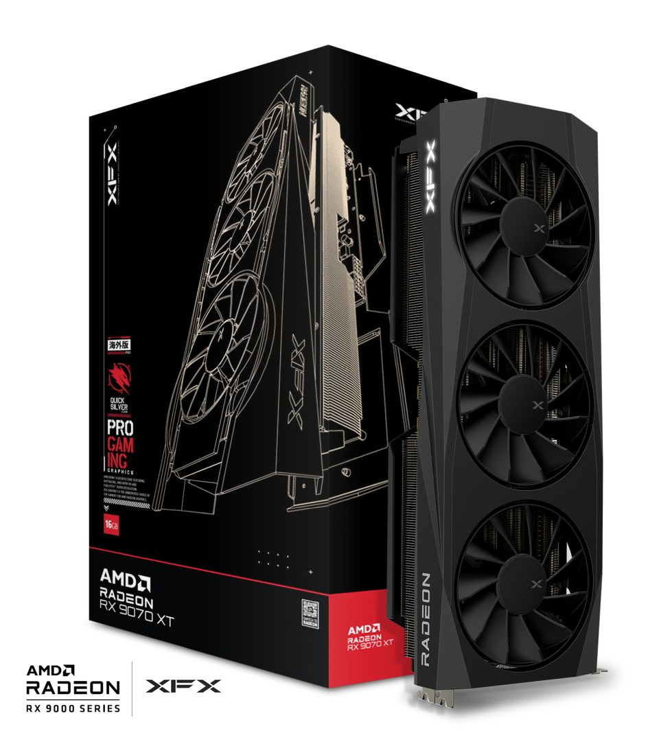 XFX Quicksilver AMD Radeon RX 9070 XT Gaming Edition 16GB GDDR6 - Black
