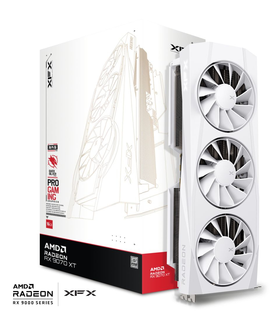 XFX Quicksilver AMD Radeon RX 9070 XT Gaming Edition 16GB GDDR6 - White