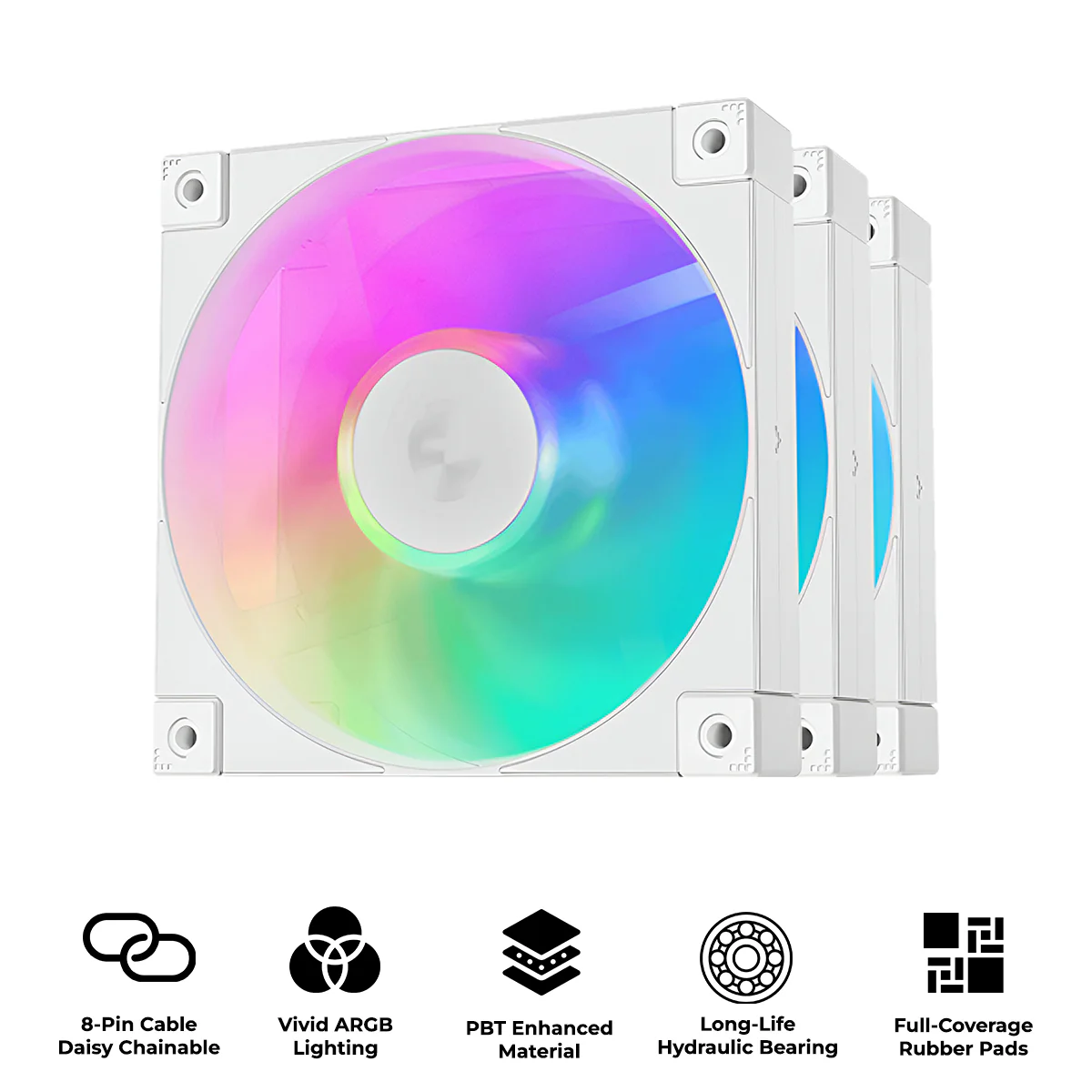 Deepcool FD12 ARGB 3x120mm Addressable RGB Fans - White