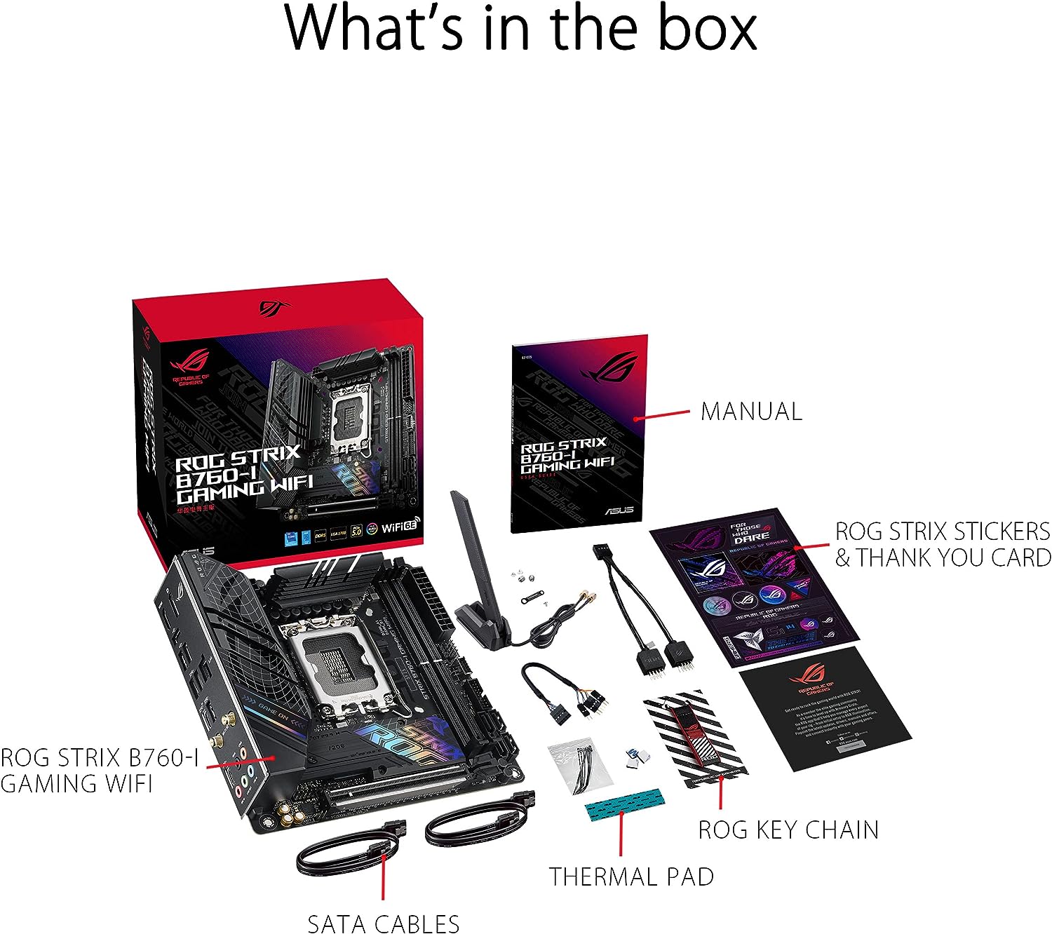 ASUS ROG Strix B760-I Gaming WiFi DDR5 (13th and 12th Gen)LGA 1700 mini-ITX motherboard