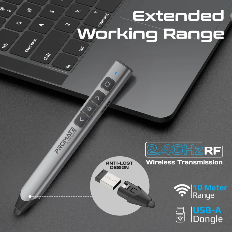 Promate PROPOINTER-S Universal Intuitive Wireless Presenter with Stylus Pen
