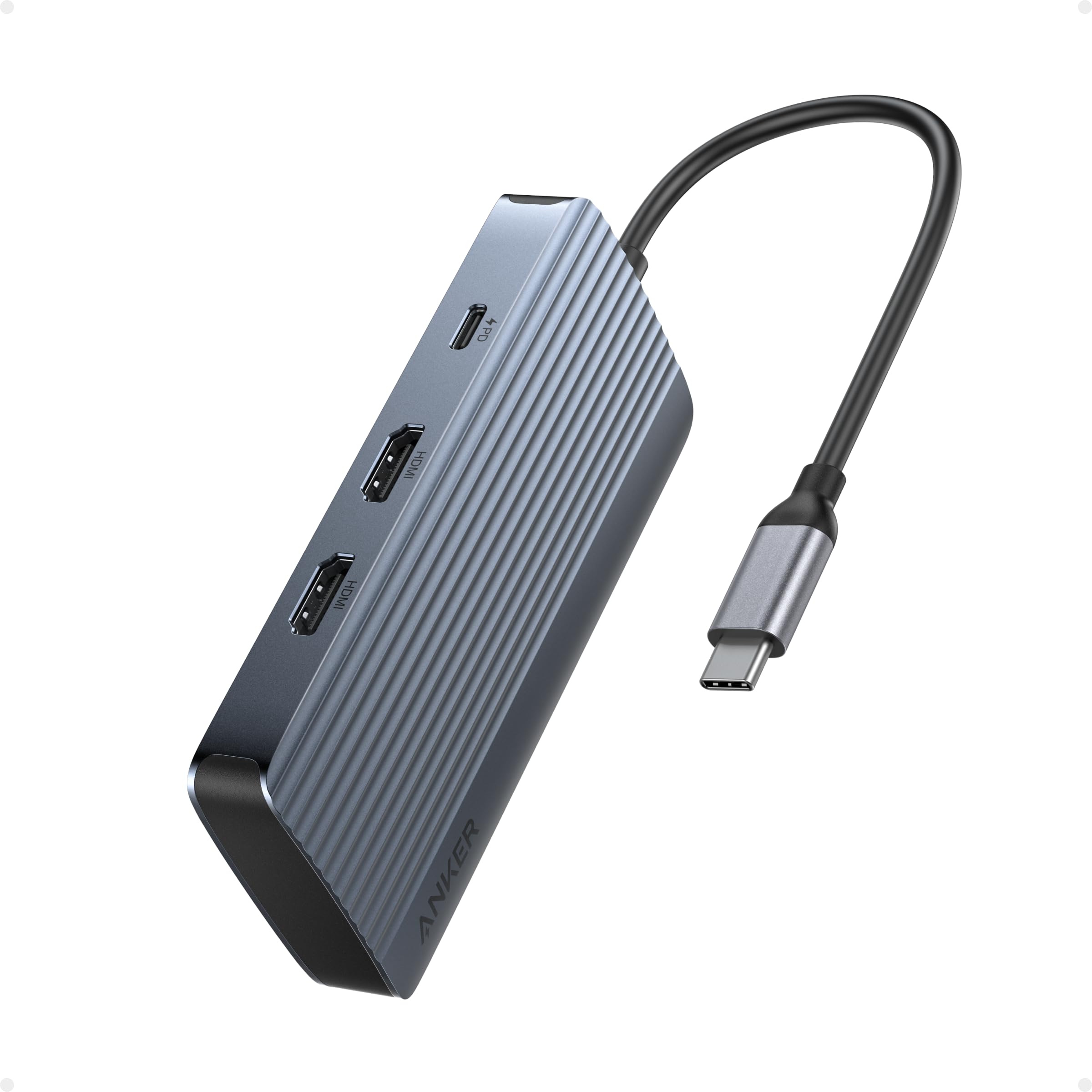 Anker 7-in-1 USB-C Hub, Dual Monitor USB C Docking Station, Dual HDMI Display 85W Max Output, 10Gbps Data Transfers