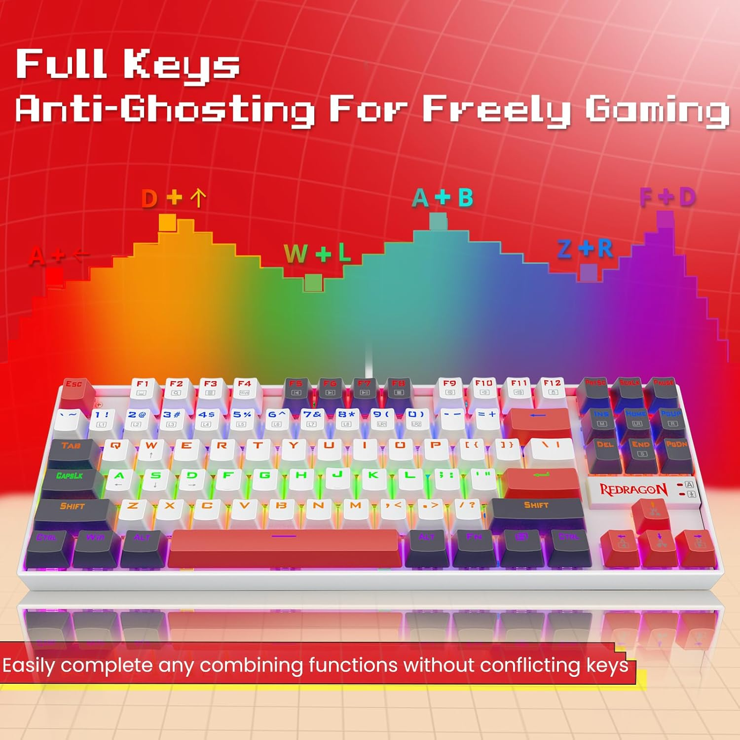 Redragon KUMARA K552WRL 87% Wired Mechanical Gaming Keyboard (R-SW) - Black