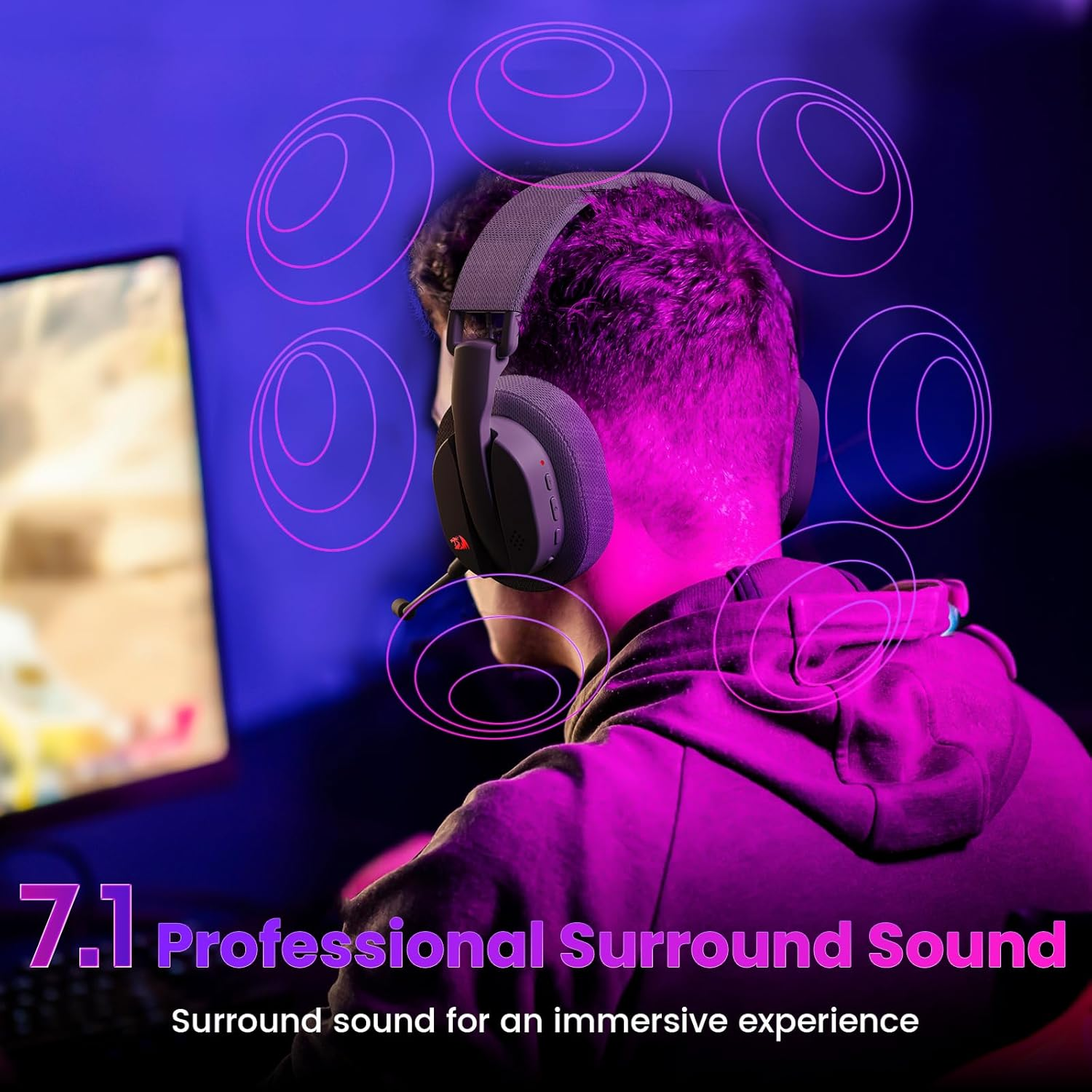 Redragon H888 Wireless Gaming Headset with 7.1 Surround Sound 3-Mode Gaming Headphones