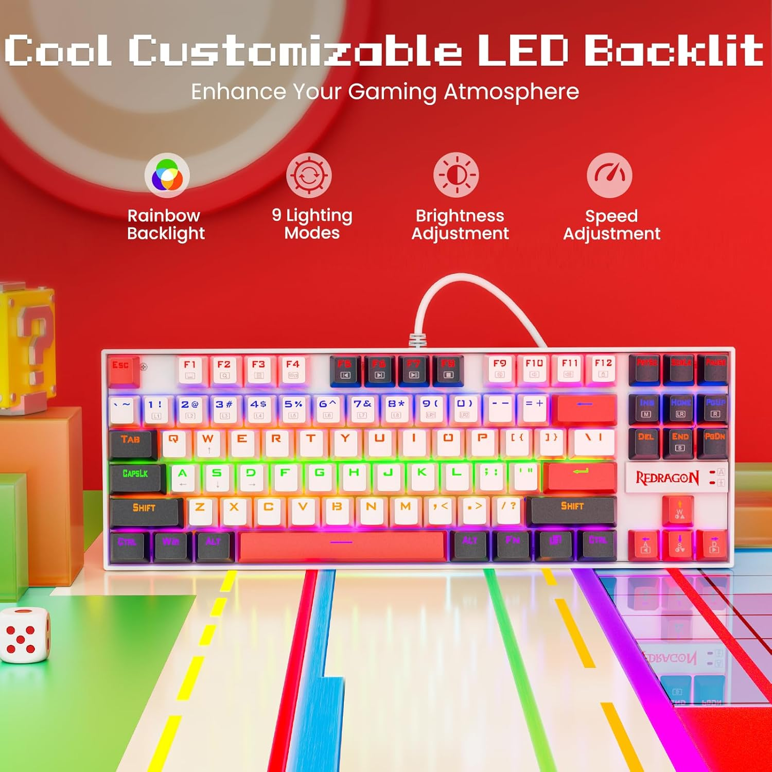 Redragon KUMARA K552WRL 87% Wired Mechanical Gaming Keyboard (R-SW) - Black