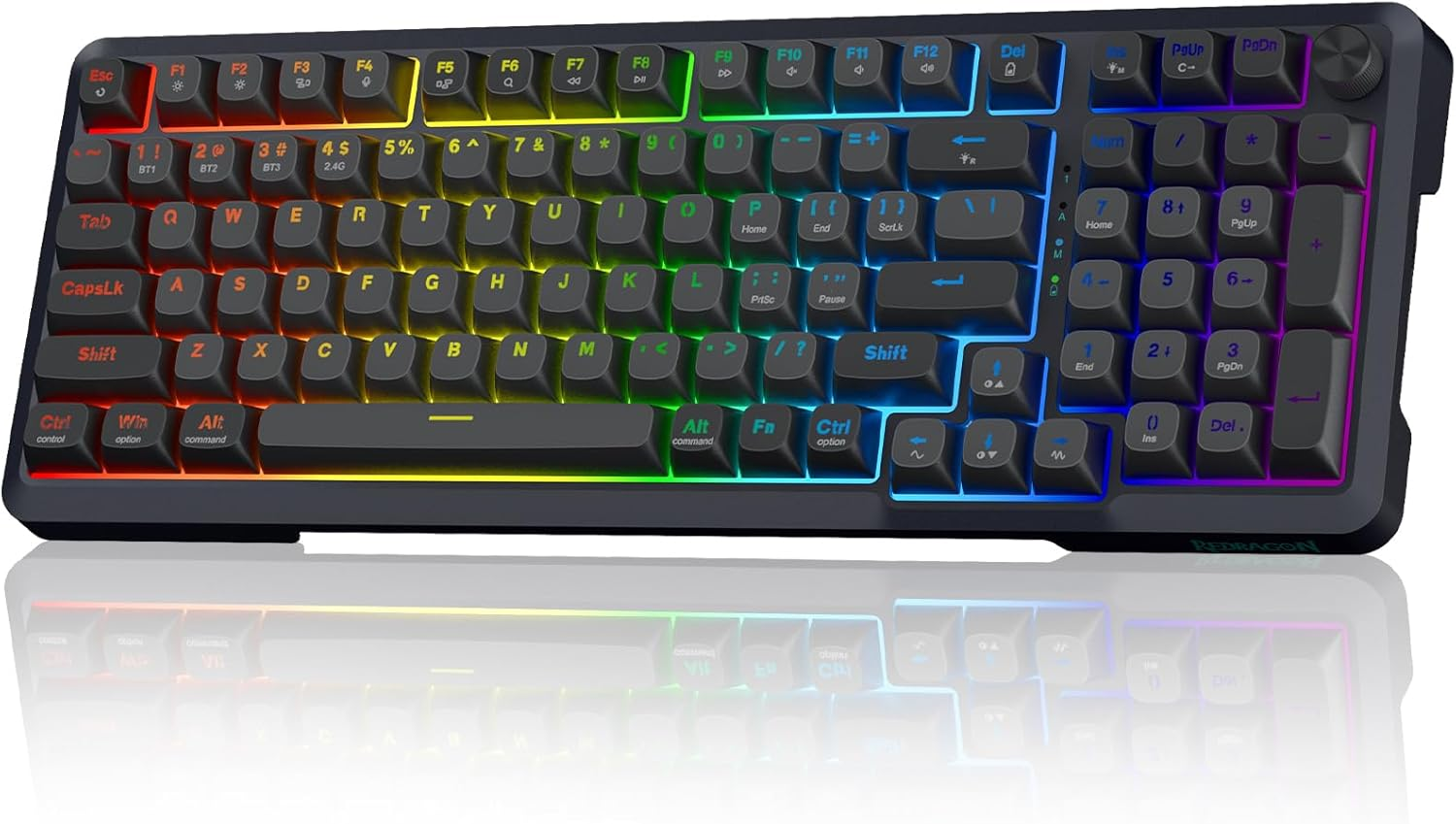 Redragon Wireless Mechanical Keyboard, 3 Mode Gasket Mounted RGB Gaming Keyboard with Volume Knob