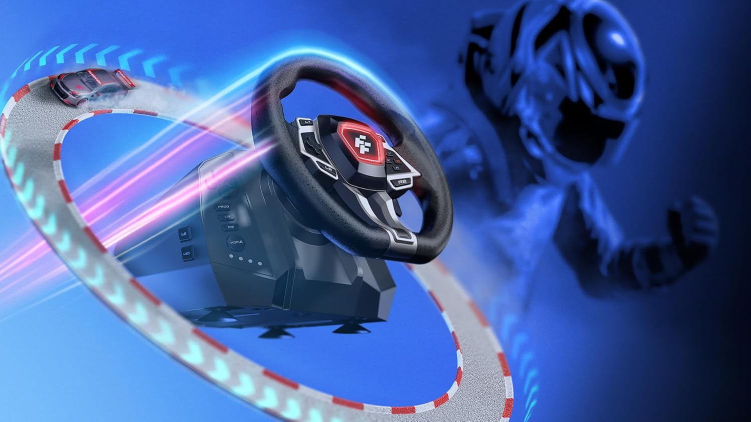 Flashfire F107 IMOLA Racing FORCE FEEDBACK Wheel, Pedals, Shifter, Hall-Effect Sensor, Vibration Feedback Function, Adjustable Rotation 270° and 900°