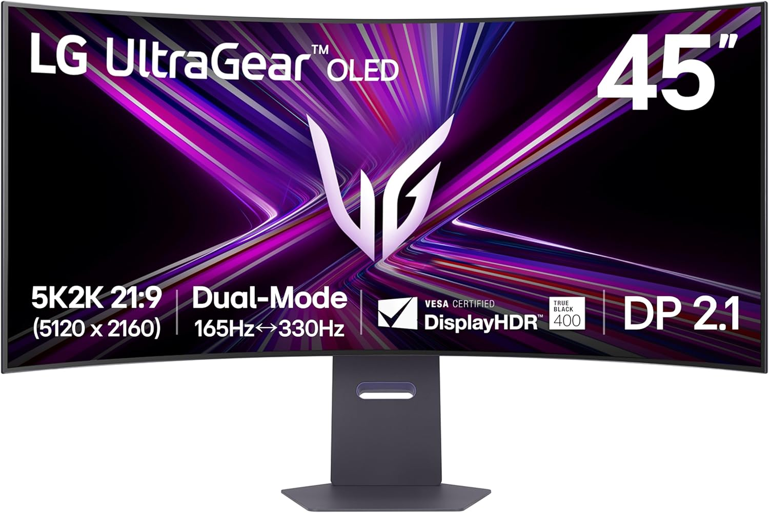 LG 45GX950A-B UltraGear™ 45” OLED 5K2K WUHD Gaming Monitor – 165Hz / 330Hz Dual Mode, 0.03 ms, G-SYNC