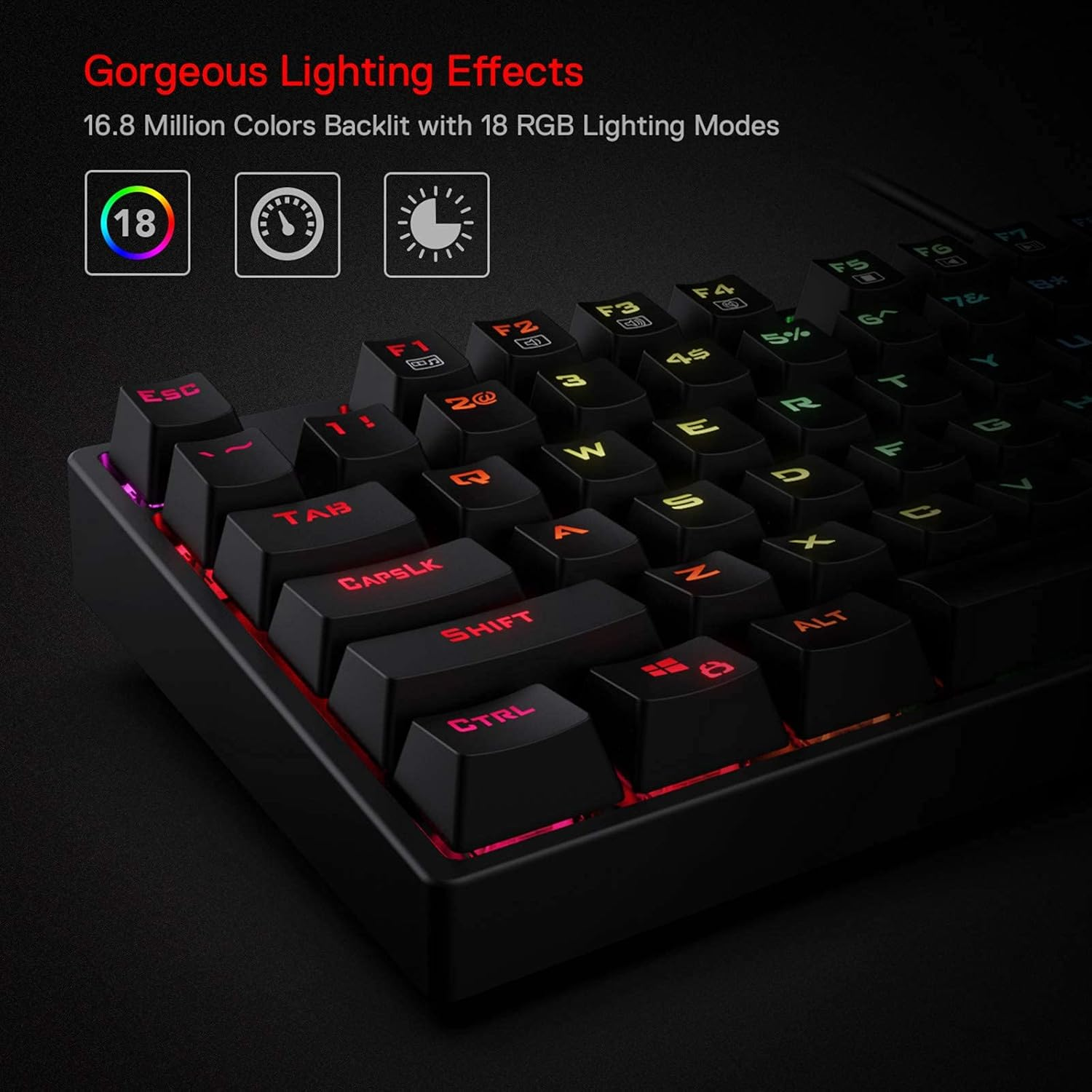 Redragon K582 SURARA RGB Wired Mechanical Gaming Keyboard Quiet-Red Switches - Black
