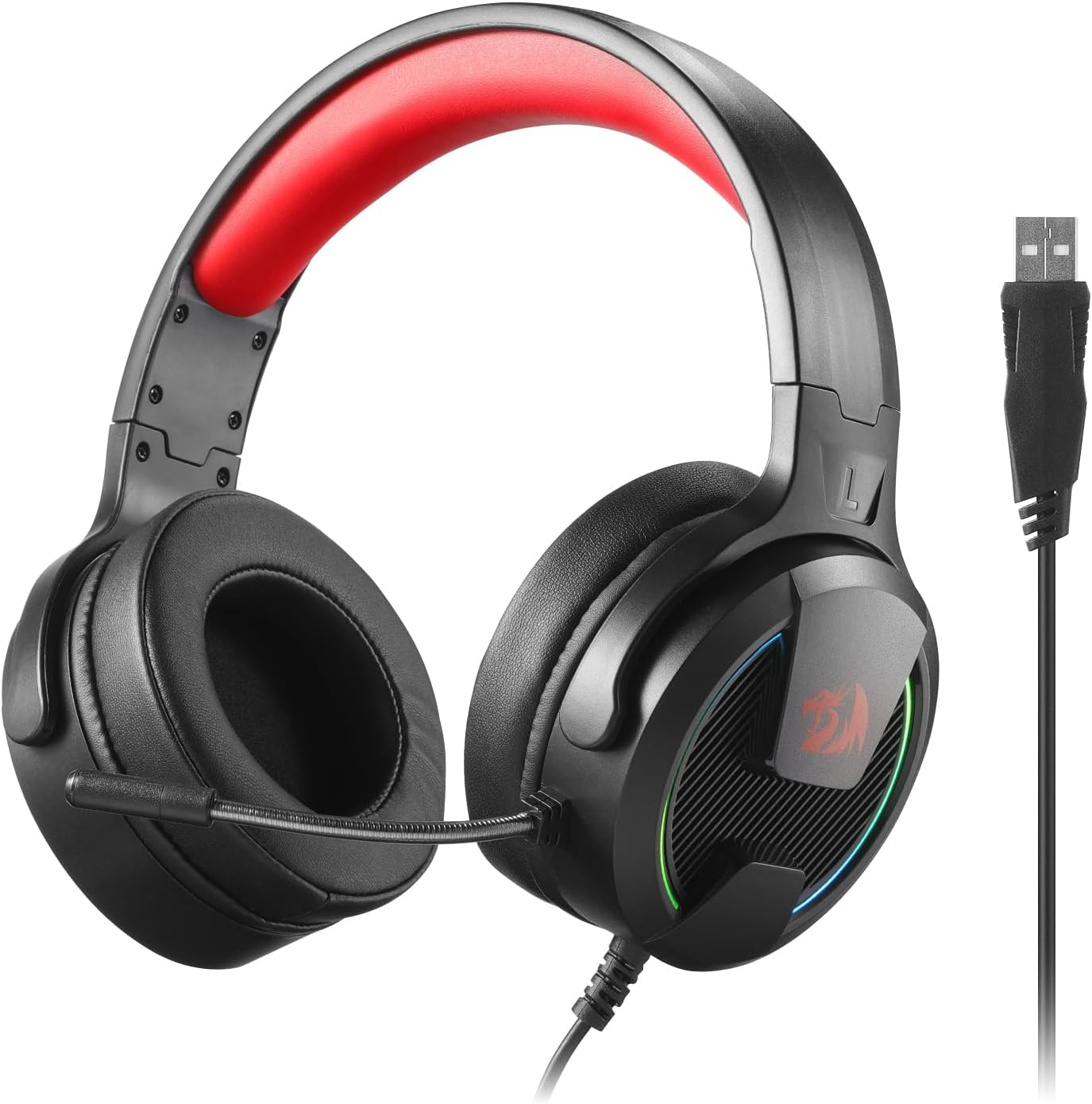 Redragon H315-RGB REBELLION Gaming Headset Wired Gaming Headset USB - Black Redragon H315-RGB REBELLION Gaming Headset Wired Gaming Headset USB - Black