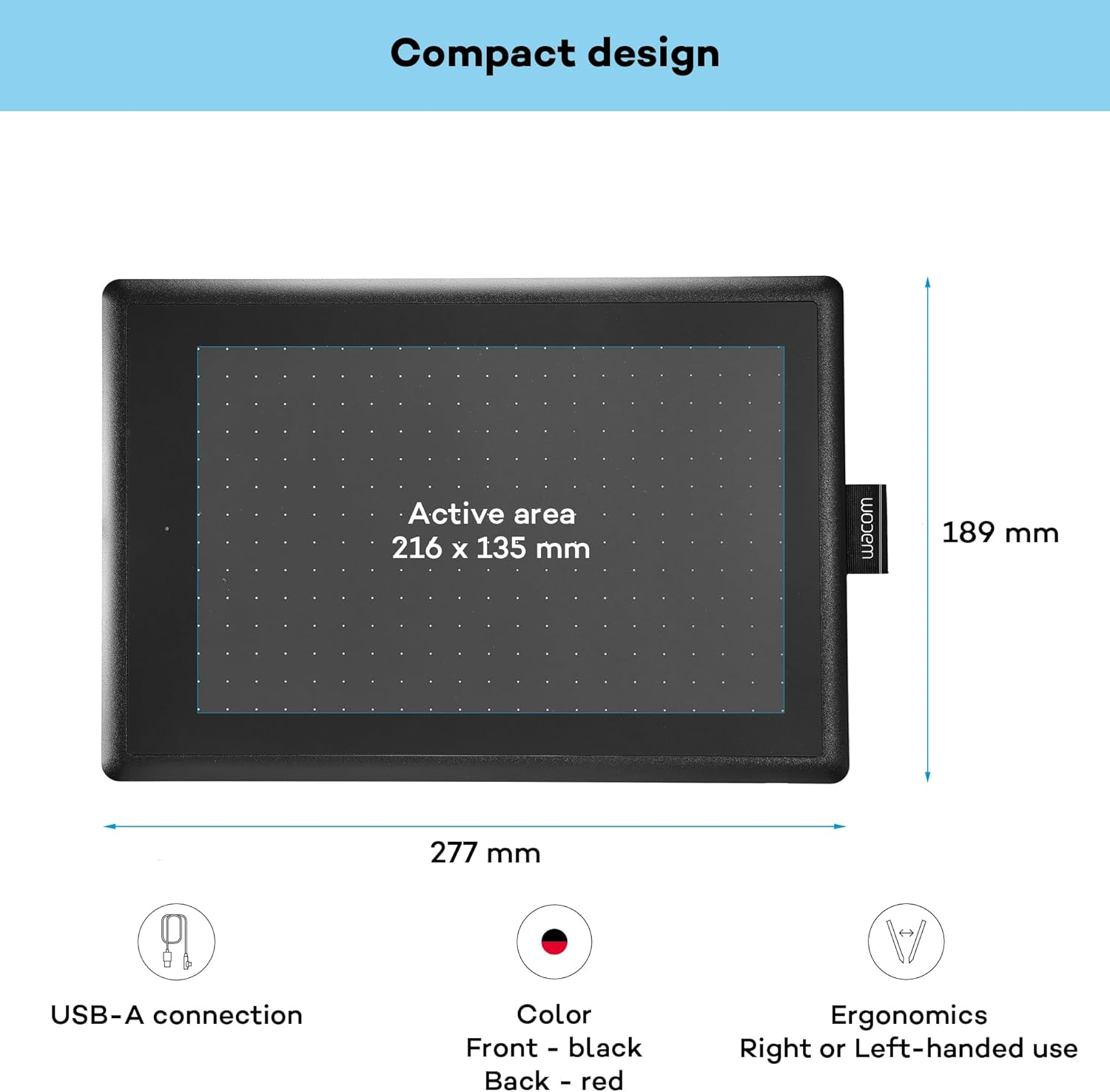 Wacom One by Wacom CTL-672-N Ideal for Work from Home & Remote Learning - Black