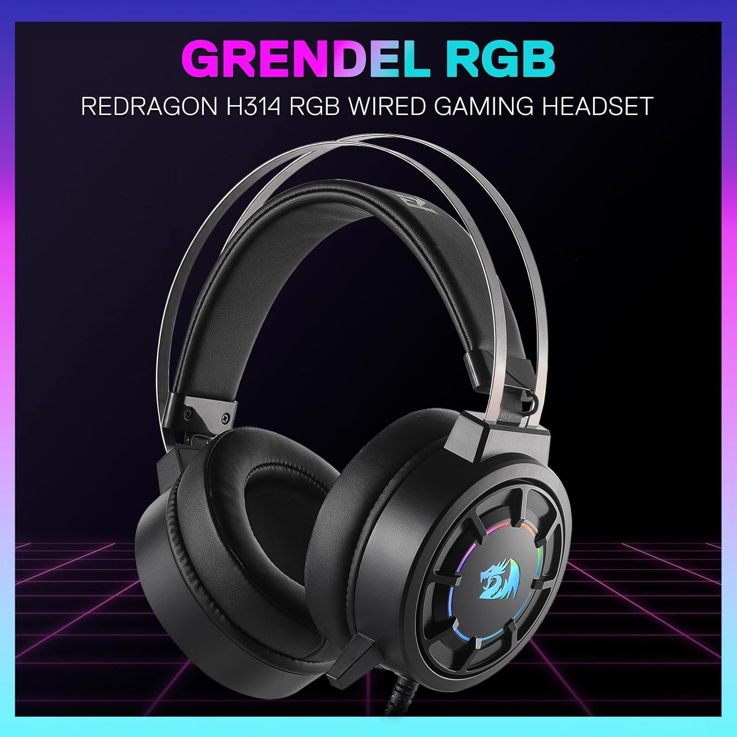 Redragon H314-RGB GRENDEL Wired Gaming Headset USB - Black
