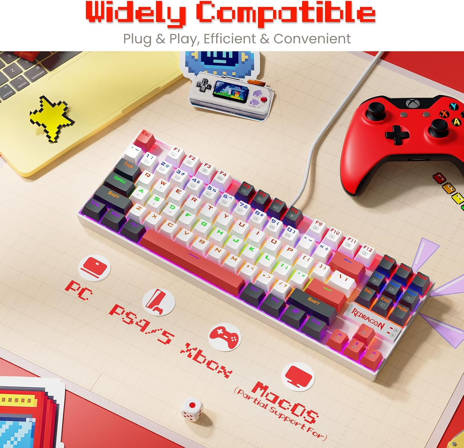 Redragon KUMARA K552WRL 87% Wired Mechanical Gaming Keyboard (R-SW) - Black