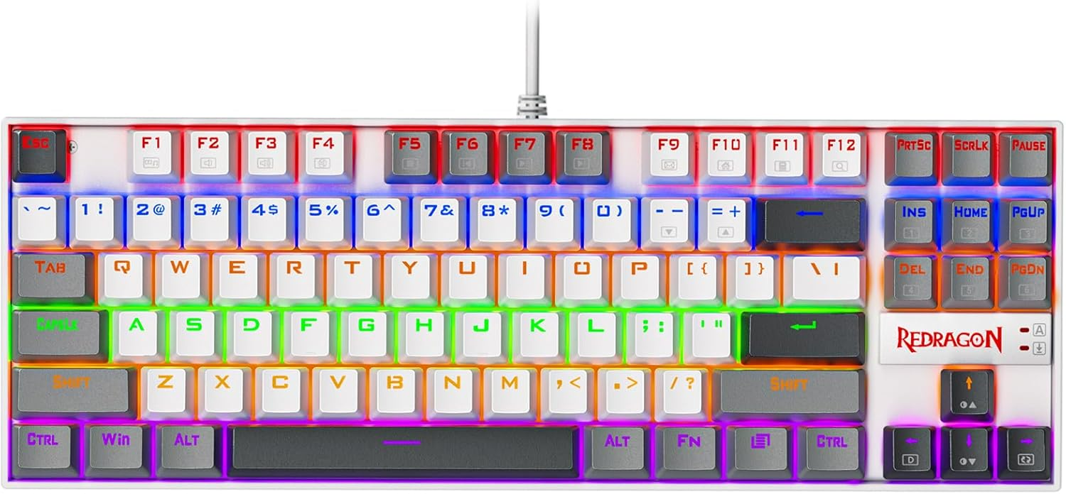 Redragon KUMARA K552WGL 87% Wired Mechanical Gaming Keyboard (R-SW) - White Redragon KUMARA K552WGL 87% Wired Mechanical Gaming Keyboard (R-SW) - White