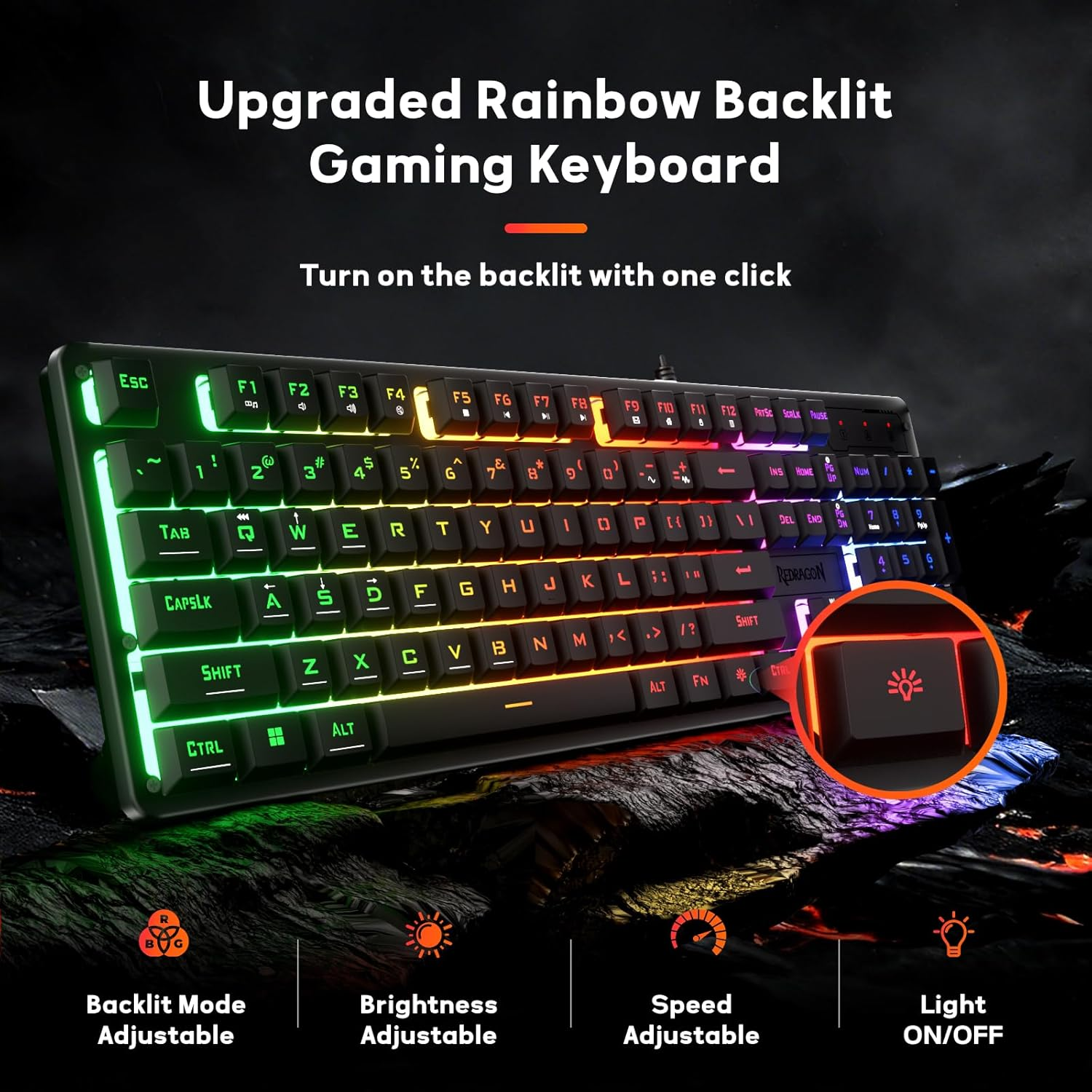 Redragon K521-R NETHERBANE V2 Membrane with Anit-Ghosting Keys Gaming Keyboard - Black