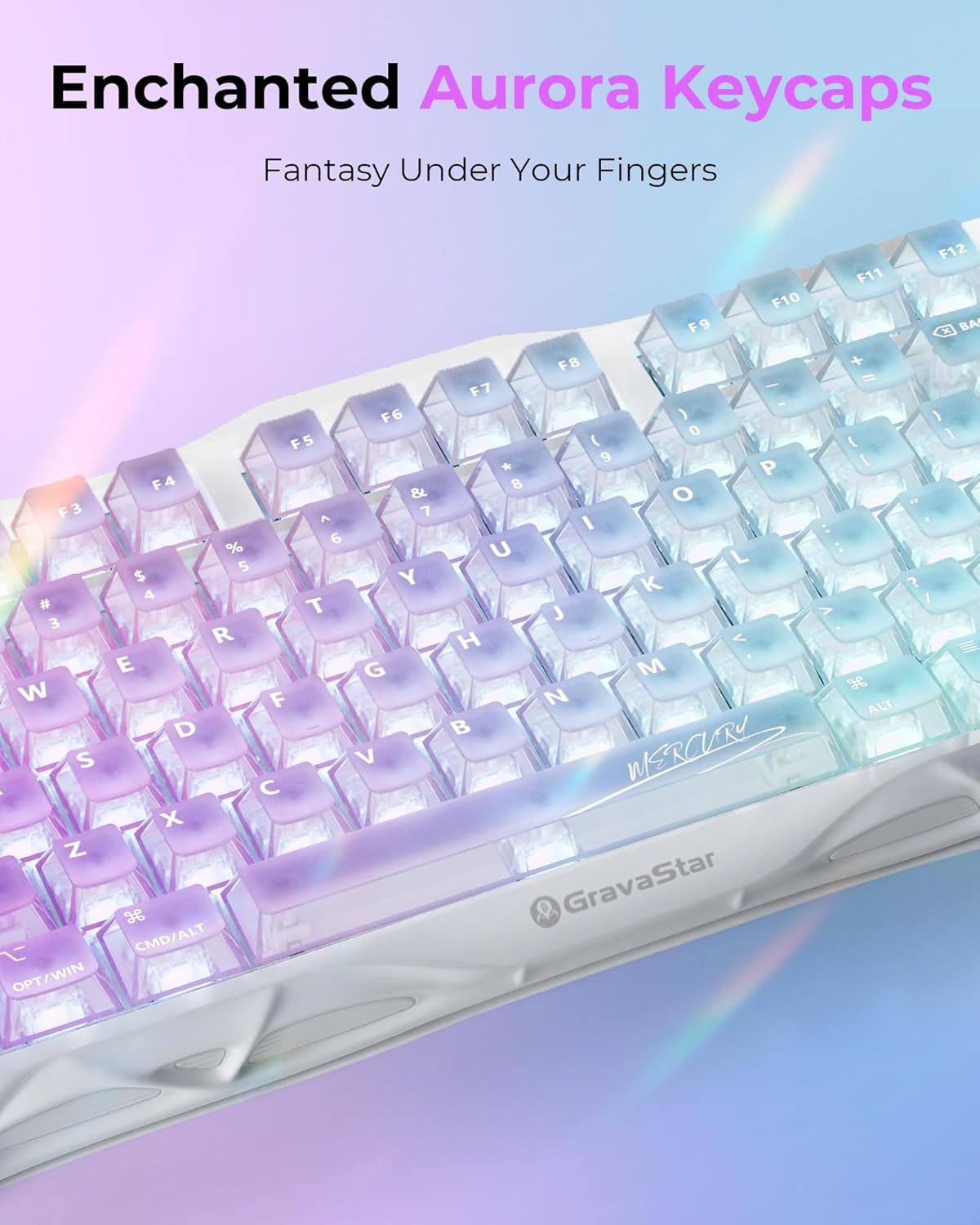 GRAVASTAR K1 LITE 75% WIRELESS MECHANICHAL GAMING KEYBOARD - AURORA