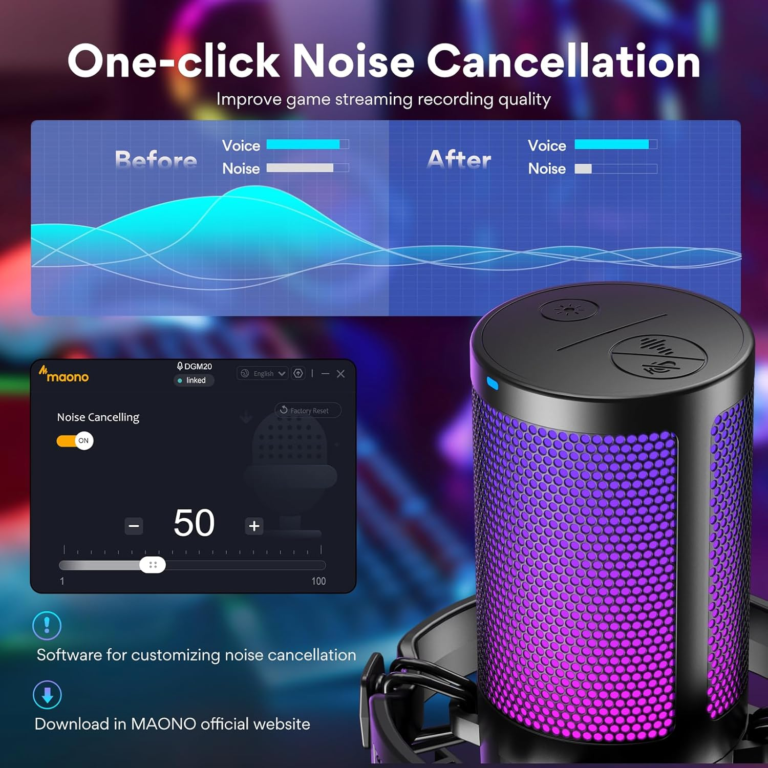Maonocaster Gaming Microphone - Black
